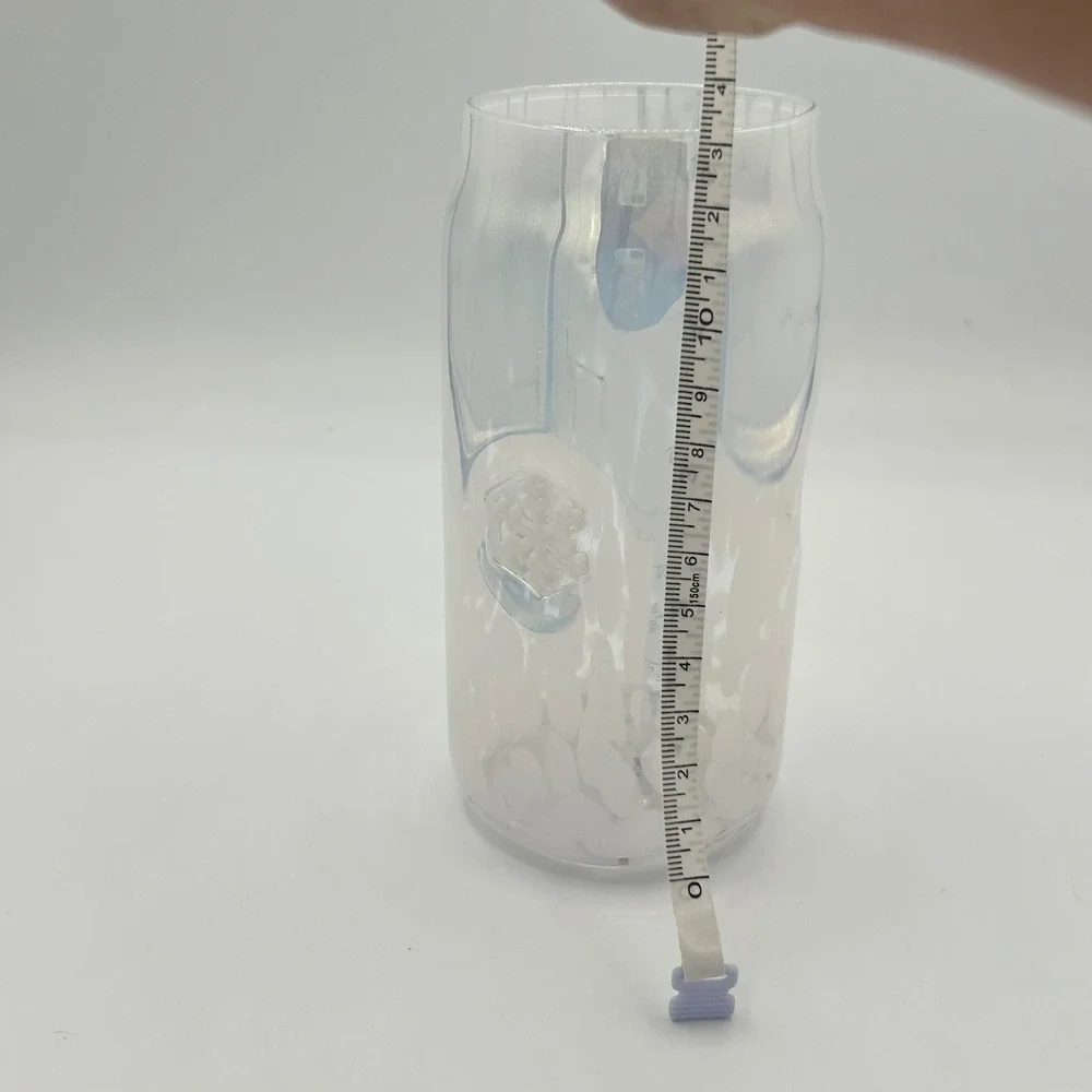 Anthropologie Festive Confetti Icon Juice Glass Tumbler Snowflake Iridescent